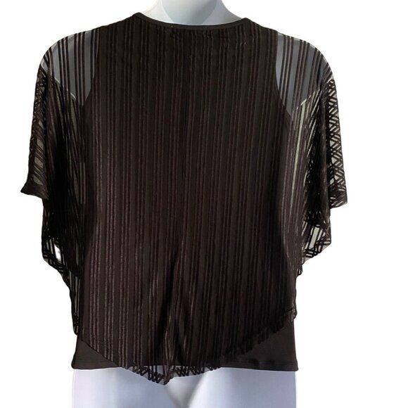 Sweet Violet Black Sheer Layered Poncho Top Women's Medium NEW NWT - Picture 7 of 10